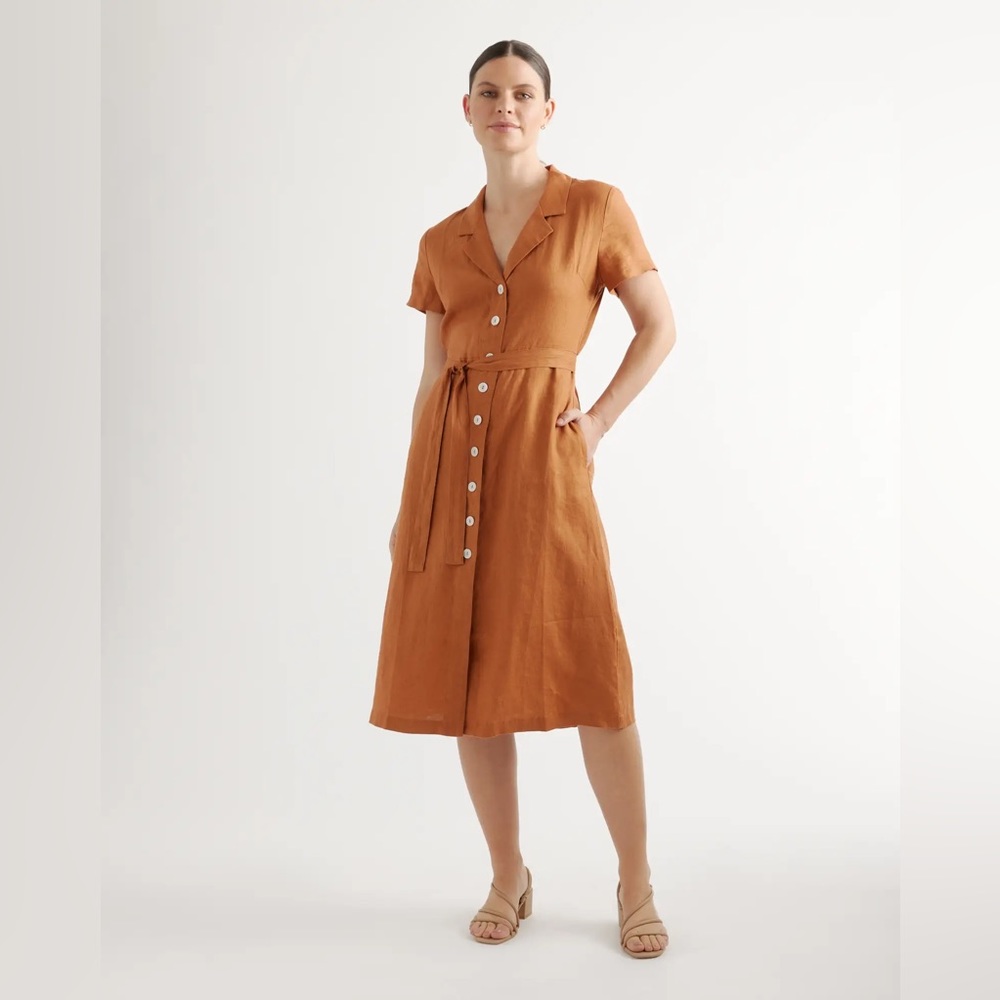 Quince 100% European Linen Button Front Dress
